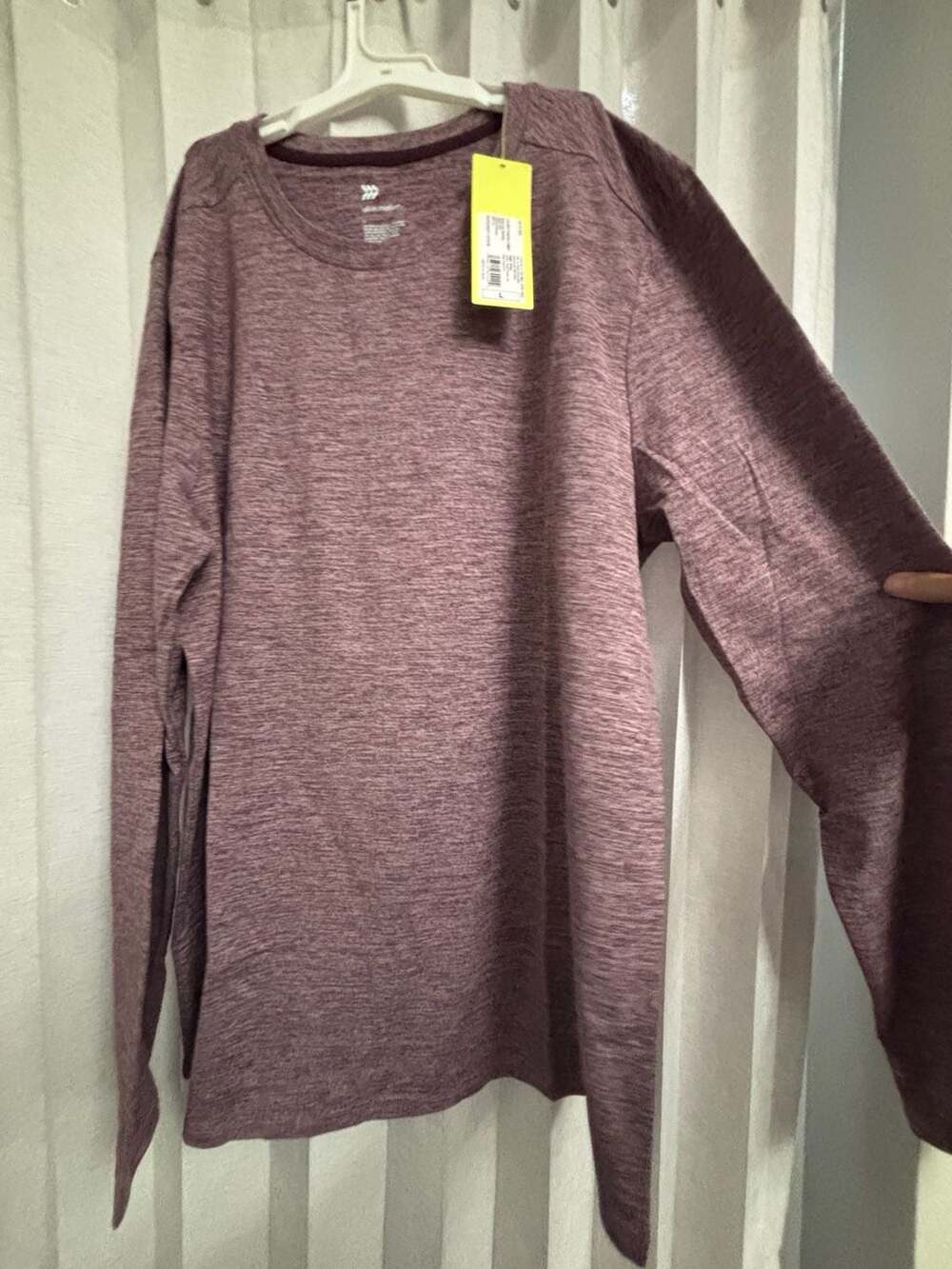 All in Motion Men's L/S Soft Stretch T-Shirt Burgundy Heather Large NWT